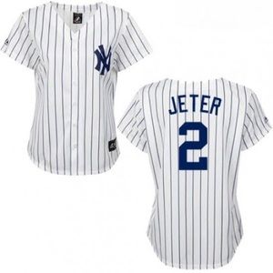Derek Jeter Majestic New York Yankees Women's Home White Jersey size Large